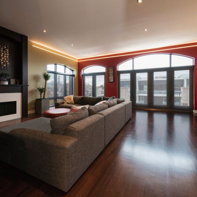 livingroom with recessed lighting