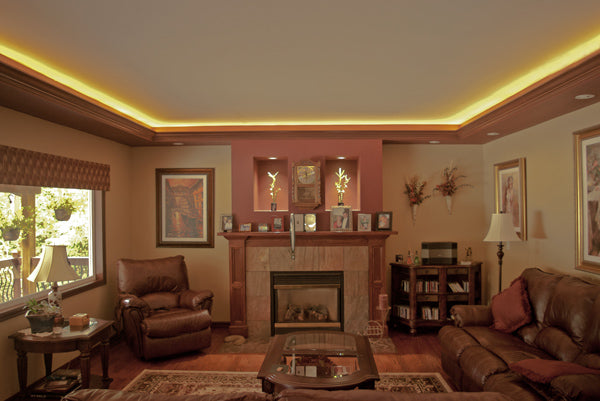 recessed lighting in a living room