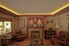 living room with recessed lighting